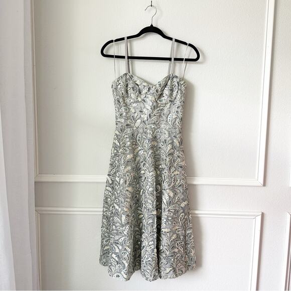 NWT Dress The Population Carlita Sequin Midi Dress in Dove sz XS - Picture 2 of 7